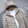 Men Cotton Jacket Hooded Long Sleeve Solid Color Down Coat with Pockets Full Zipper Closure Thin Quilted Winter Outwear