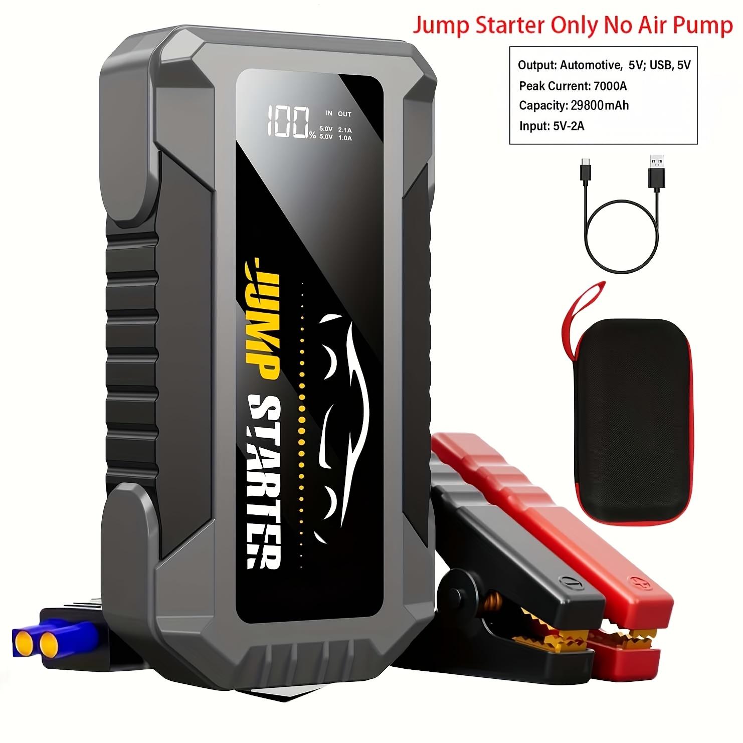 7000A Peak Car Jump Starter Optional 7000A Peak Portable Car Jump Starter with Air Pump, Jump Starter Para, Car Accessories Tools, LED Light, Tire серый