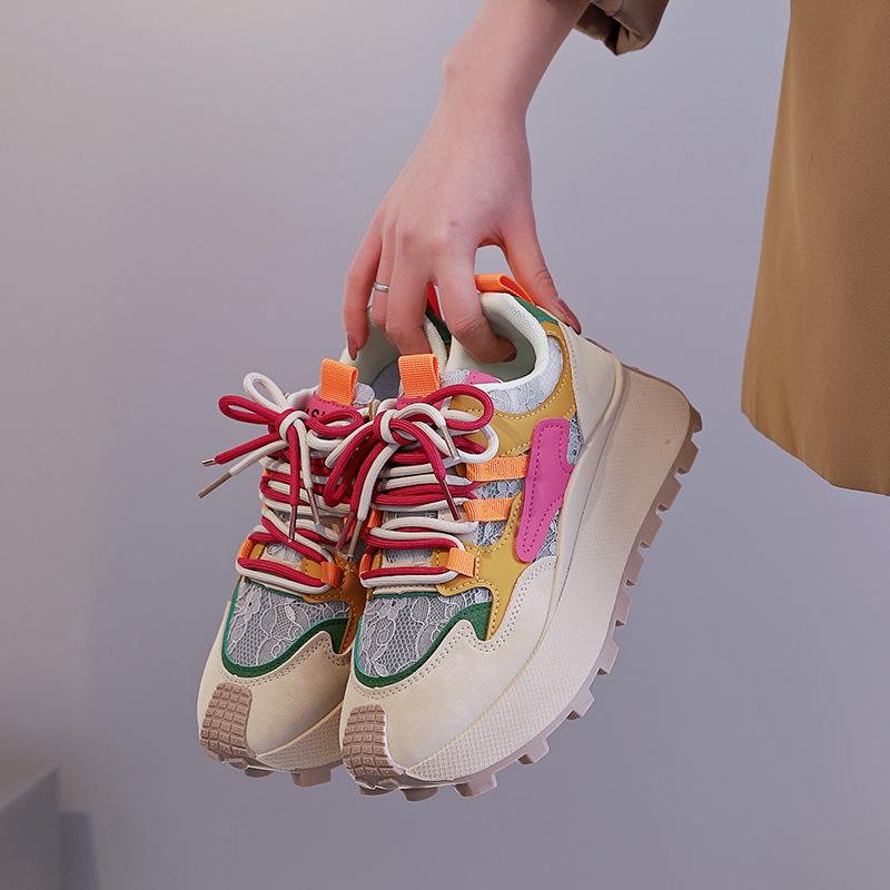Niche Design Color Matching Fashion Dad Shoes Women's 2025 Spring New Comfortable Sports Women's Casual Shoes 872-1