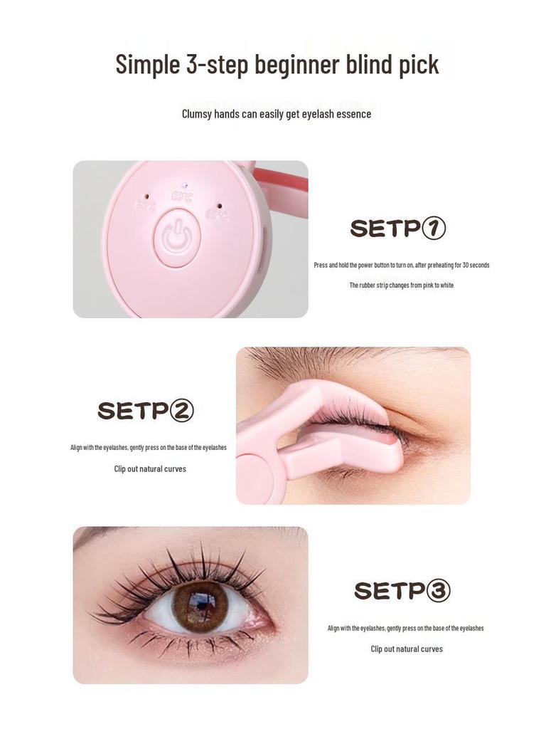 Smart USB Rechargeable Heated Eyelash Curler with Frameless Design for Long-Lasting Curl and Temperature Control