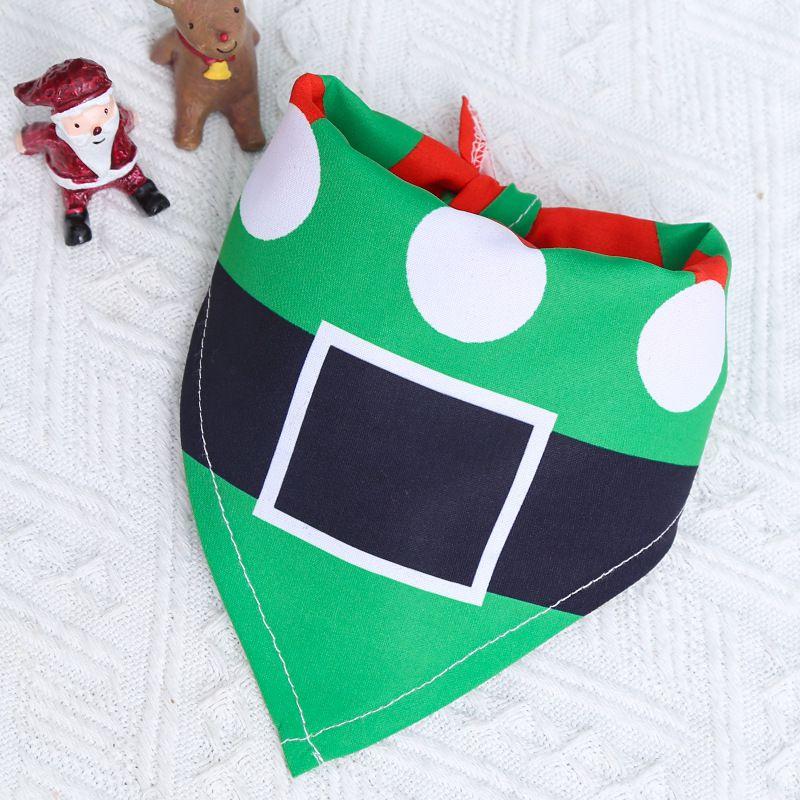 

Charming Christmas Dog Bandana Reversible Triangle Bibs Scarf For Large Pets Green Black Belt,Small