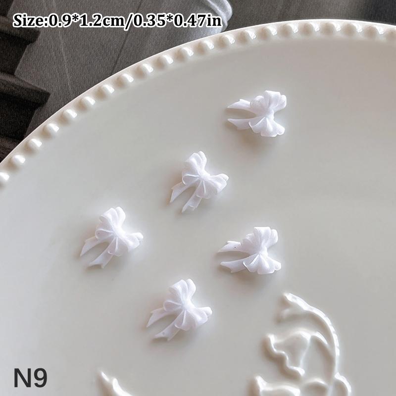 50Pcs 2Sizes Colorful Ribbon Bow Long Wavy Bow Nail Art Accessories 3D Resin Nail Charms Japanese Nail Decorat Cute Parts Ribbon