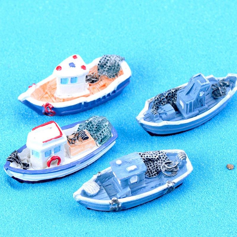 Hage Miniatyrer Landskap Mikrobåter Resin Ornamenter Utsøkt Ship Nautical Home Decor