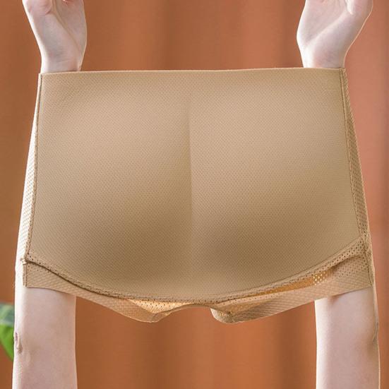 Men Breathable Mid-rise Underpants Solid Color Butt Lift Shaper Hip Pad Shorts Panties Fake Butt Seamless Underwear