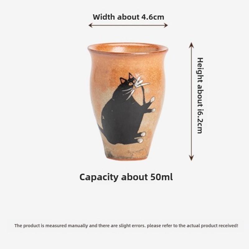 50ml Japanese Kiln Change Ceramic Teacup Retro Handmade Zhiye Cat Cup Small Master Mug Porcelain Chinese Kung Fu Gongfu Teaware