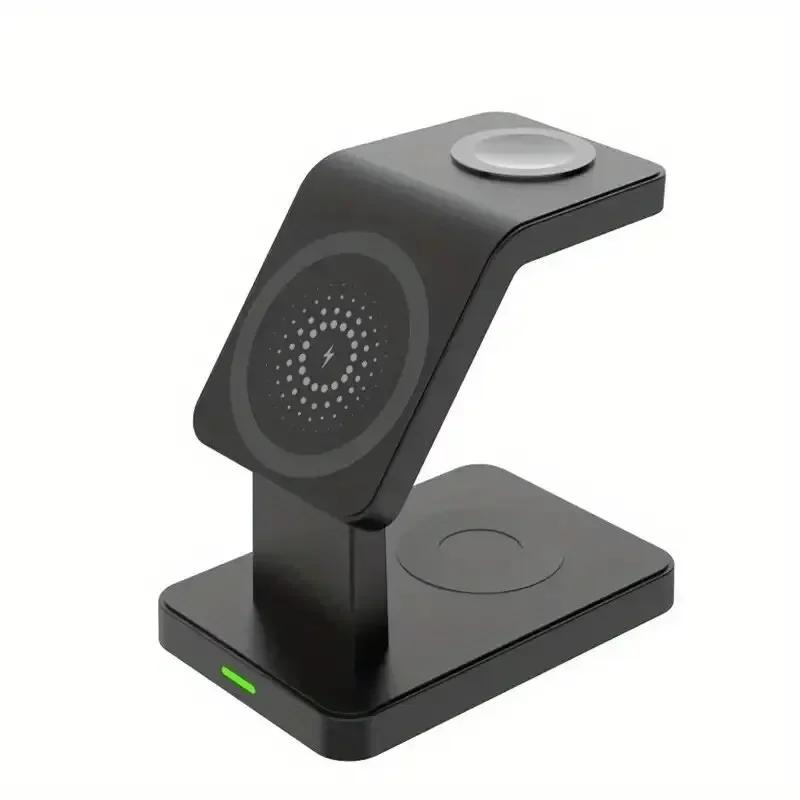 

Magnetic 3 in 1 Wireless Charger For iPhone 17 16 15 14 13 12 Pro Max Apple Watch 10/9/8/7/6/5 Airpods Pro Fast Charging Station чорний