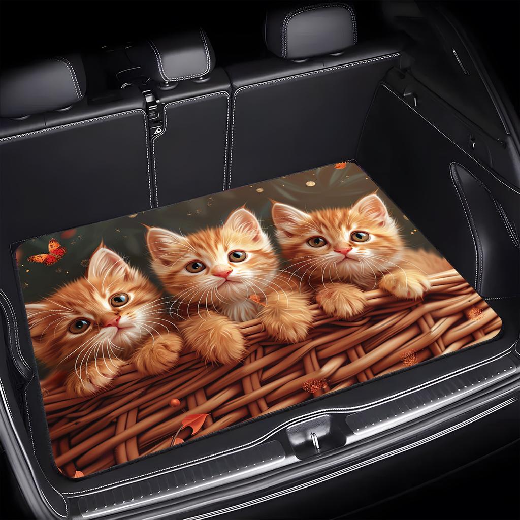 1 Stück Süße Katze Aufdruck Kofferraummatte für Auto Rutschfest Strapazierfähige Ladeflächenmatte für SUVs Limousinen LKW Schützt vor Haustieren Schutzhülle
