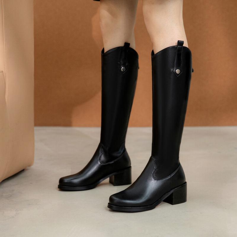 Spring and Autumn fashion high boots non-slip rubber platform heel comfortable women's boots European and American side with zipper fashion boots
