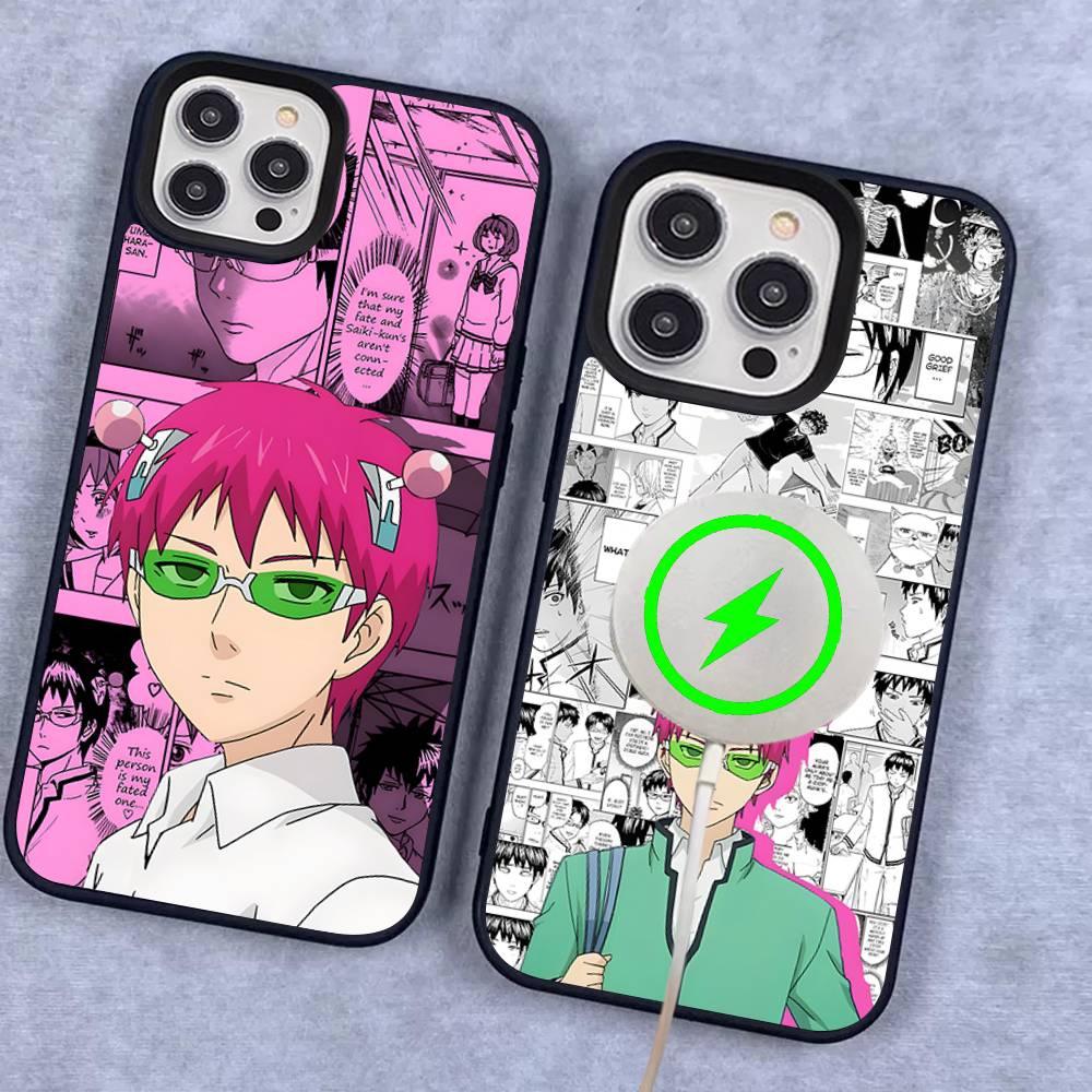 Cute Kitty Boy Saiki Kusuo Magnetic Case For IPhone 17 16 14 13 12 11 15 Pro Max Plus Wireless Charge Phone Cover