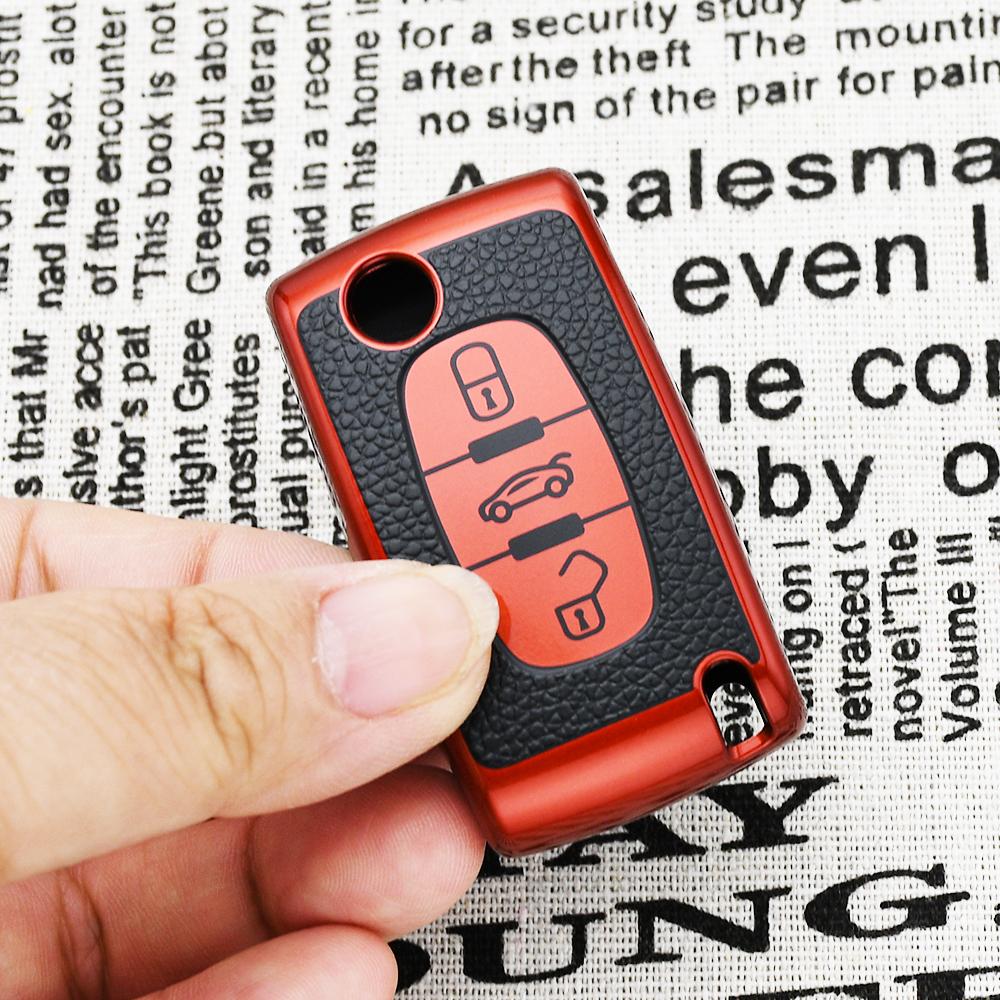 Tpu Leather For Citroen Xsara Berlingo C2 C3 C4 C5 C6 Flip Car Key Case Cover For Peugeot 207 307 308 407 607 807 Protector Fob