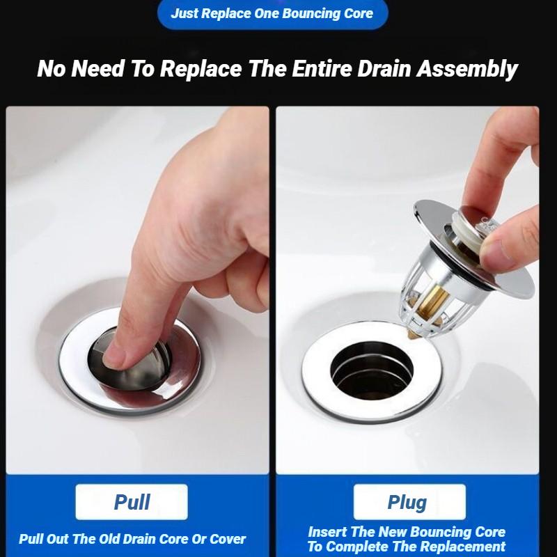 Universal Chrome Push Rebound Drain Stopper Pop Up Filter With Hair Catcher For Bathroom Kitchen Bathtub Wash Basin Sink