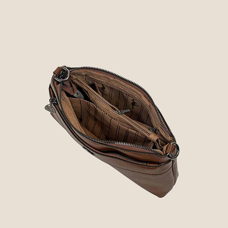Elegant Crossbody Bag with Textured Finish and Dual Zip Pockets
