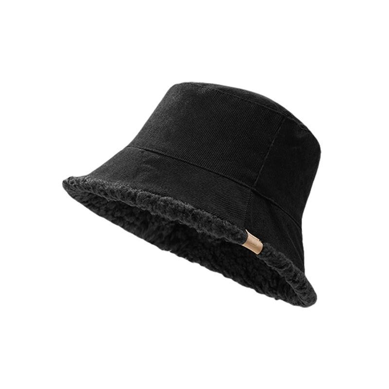 Autumn and Winter Hats for Women Korean Bucket Hat Warm and Thickened Reversible Lamb Wool Cloche Hat for Men Street Style