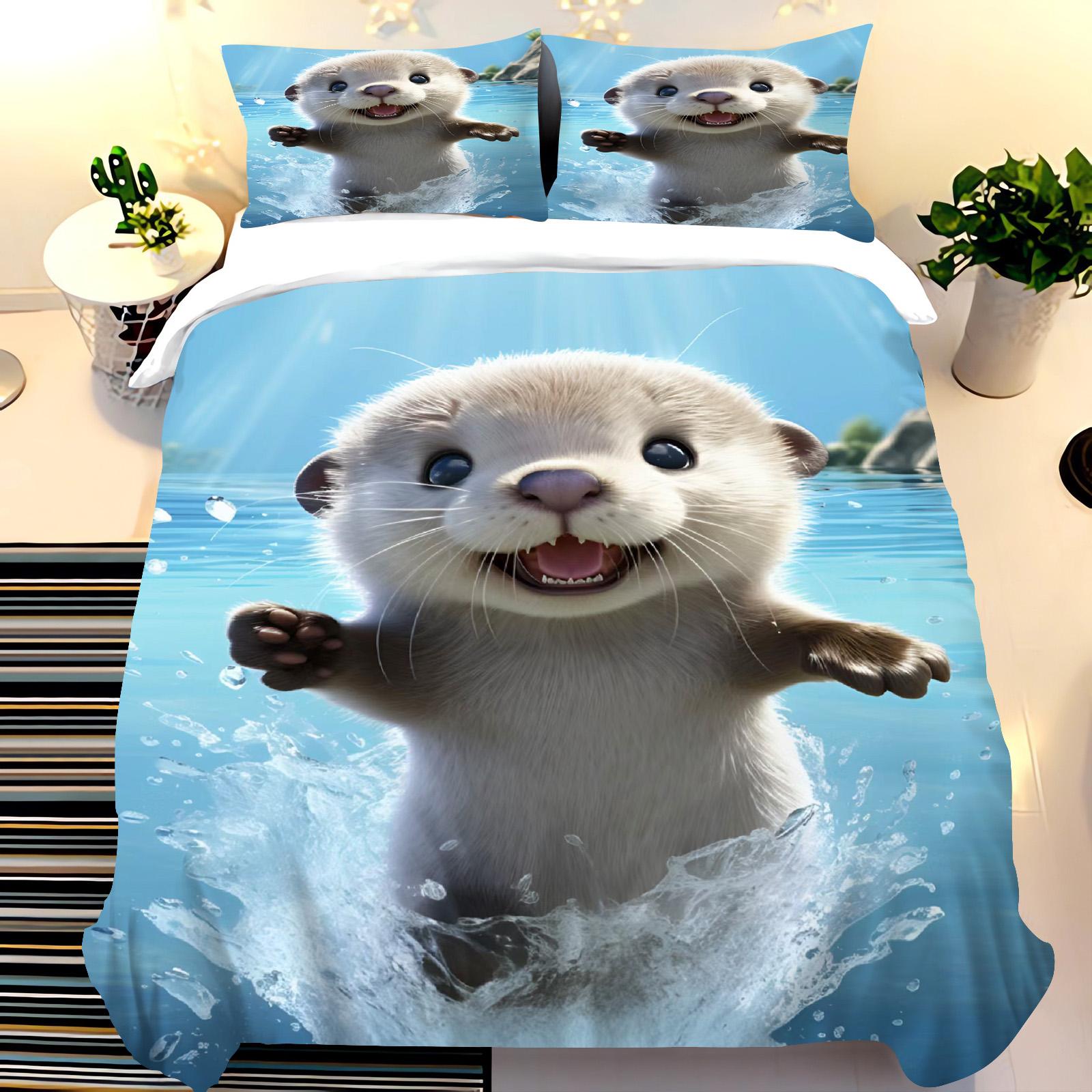 Vodní lenochod Povlečení Přikrývka King Size Twin Sady Univerzální, Vhodné pro děti a dospělé 3D Dětské povlečení 135x200cm