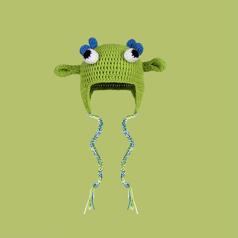 Adult's Cartoon for Monster Shape Knitted Hats All-match Hat Warmer Knitted Cosplay Cap Winter Holiday Gifts for Unisex