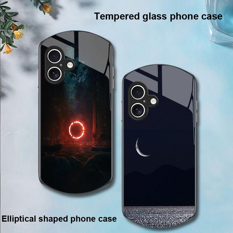 Space Planet For Apple IPhone 16 11 13 15 14 Pro Max 12 Mini 7 8 Plus XR X XS Elliptical Shaped Tempered Glass Phone Case
