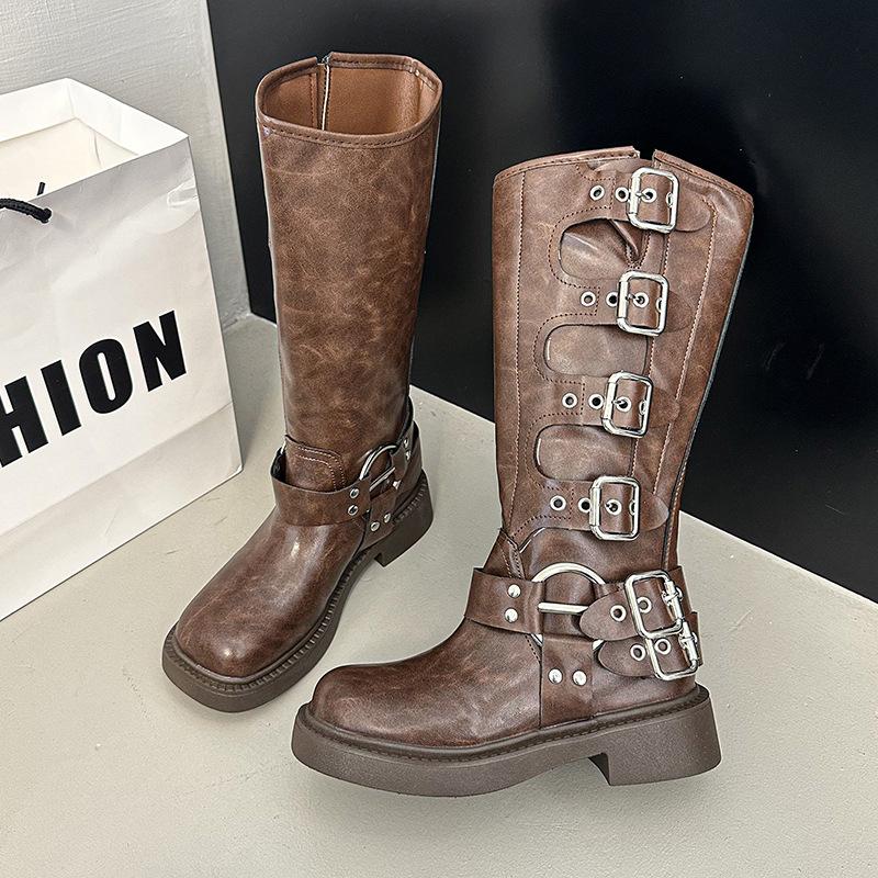 

Но детские ботфорты лето 2025 новые коричневые ретро ботинки мартин вестерн ковбой высокие рыцарские сапоги 43