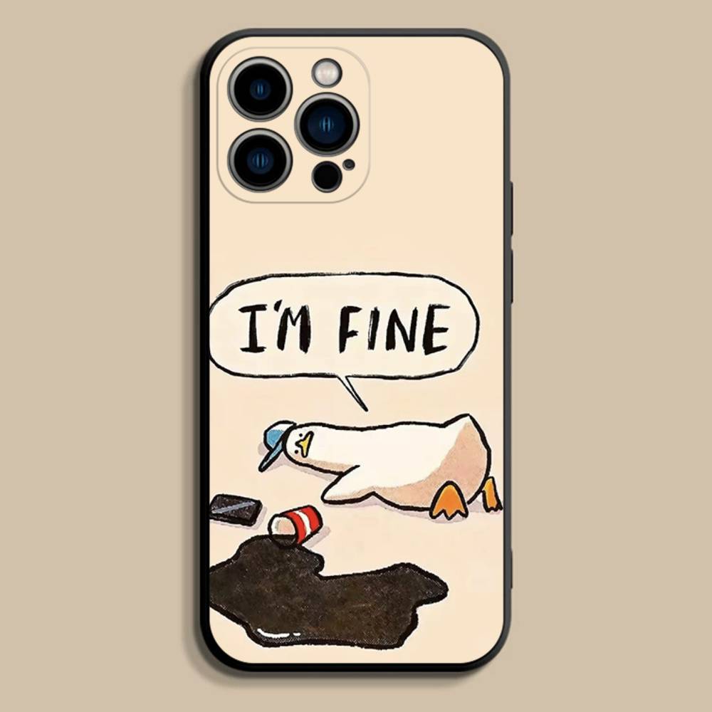 Funny D-Duck Cartoon Phone Case For iPhone 17,16,15,14,13,12,11,Pro,Max,Plus,E,SE4,Air,Mini Black Precise Hole Matching