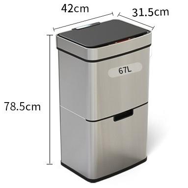 Automatic Sensor Trash Can Smart Stainless Steel Trash Bin Luxury Large Capacity Litter Bin Rectangular Kitchen Dustbin with Lid