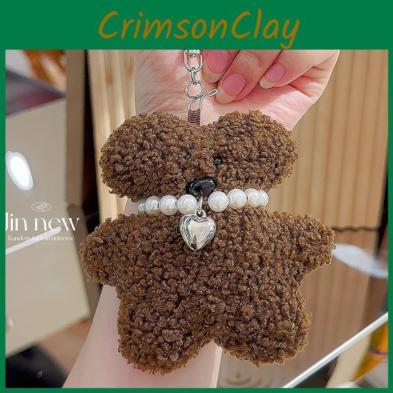 Bear Teddy Jinnew Plush Pendant Pearl Necklace Heart Shaped Design For Bag Decor