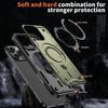 Military Armor Shockproof Case For iPhone 11 12 13 14 15 Plus 16 Pro Max 360° Rotating Ring Holder TPU Frame Plastic Phone Cover
