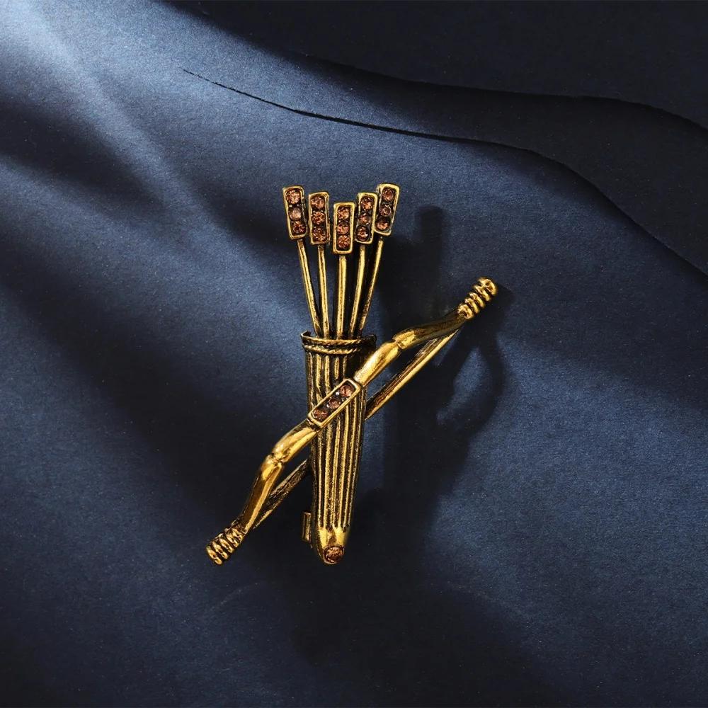 

Vintage Fashion Bow Arrow Brooch Rhinestone Inlay Metal Lapel Pin for Men Suit Coat Corsage Accessories Jewelry Gift