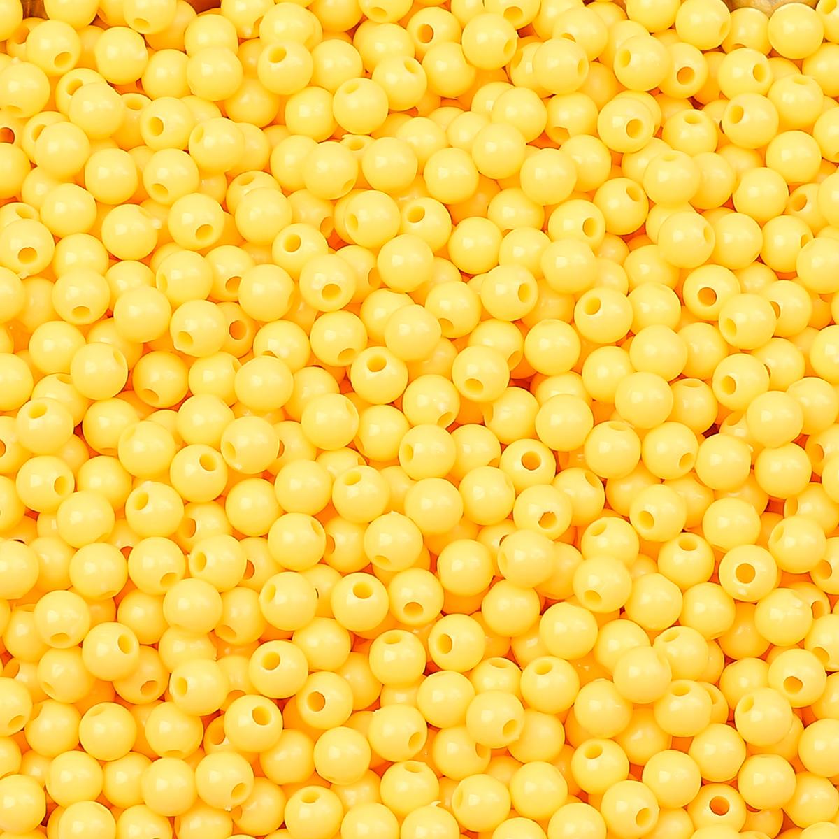 

900 шт. Акриловые бусины Однотонные Круглые Свободные Разделительные бусины для Изготовления Ювелирных Изделий DIY Браслеты Ожерелье безопасность желтый