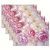 Pink Peony Flower Romantic Fresh Placemats Linen Washable Non Slip Heat Resistant Table Mats for Kitchen Dining Decor
