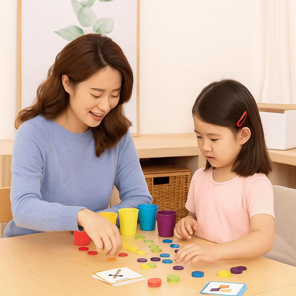 Sorting Color Stacked Cups Game Montessori Color Classification Cup Toys  Develops Motor Skills