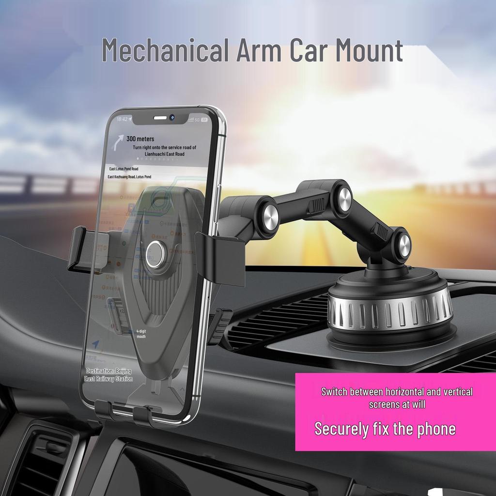 Adjustable Suction Cup Car Phone Holder with Mechanical Arm