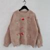 Solid color handmade pearl Christmas three-dimensional decoration plush New Year sweater Christmas sweater 3612 EMA