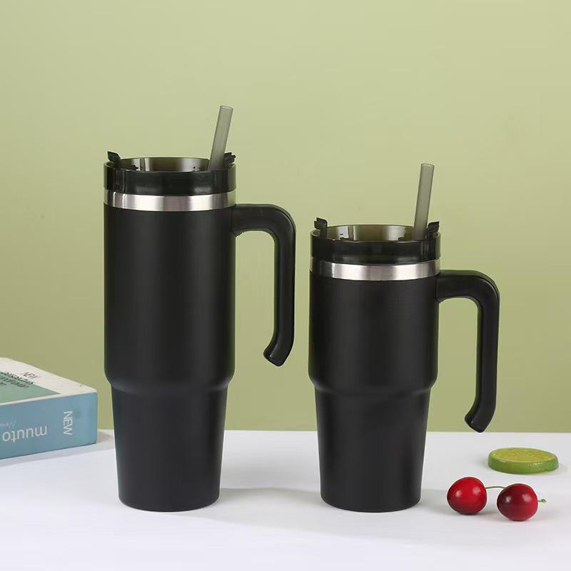 Insulated 20oz/30oz Stainless Steel Cup with Handle and Straw – Perfect Business Gift