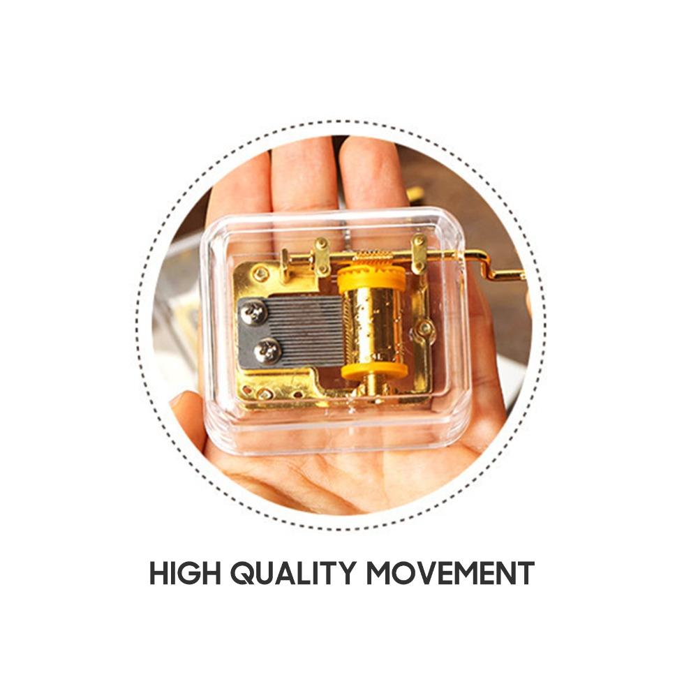 Acrylic+Metal Hand Crank Music Box Compact Size Mechanical Music Box For Music Lover