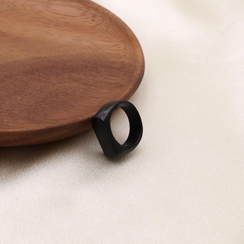 Anello Liscio Acciaio di Titanio Anello in Acciaio Nero Personalità Non Sbiadisce Anello da Mangiare per Ragazzi Gioielli per le Mani