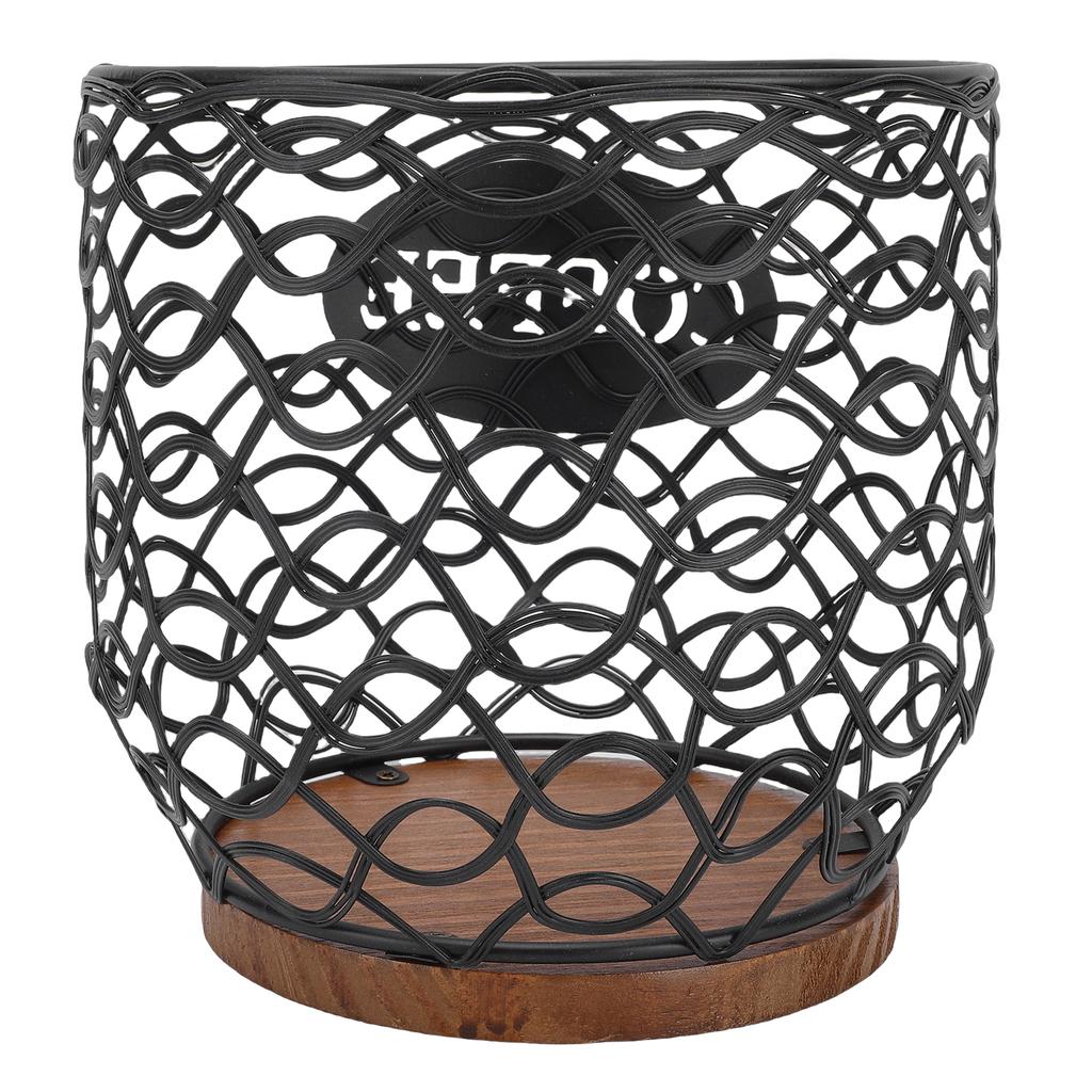 Coffee Pod Holder Versatile Coffee Capsule Storage Basket with Wood Base for Teabags Sugar Packets