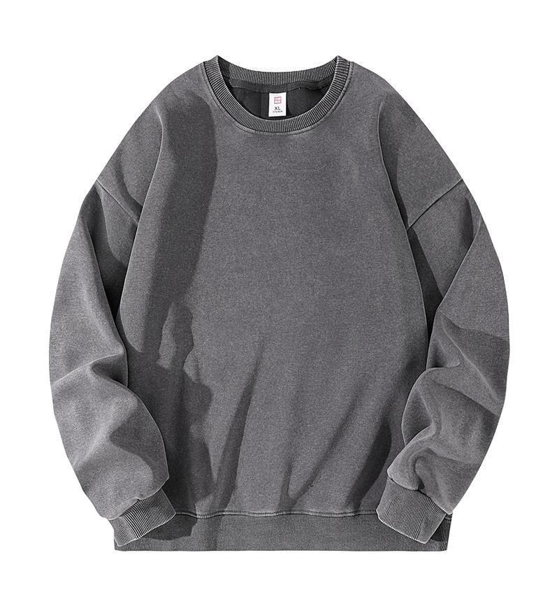 Women's Heavyweight Washed Hooded Sweatshirt, Loose Fit, Solid Color, No Drawstring, American Style, Long Sleeve, Versatile Base Layer