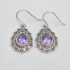 Teardrop Amethyst Earrings: Sterling Silver Boho Earring, February Birthstone