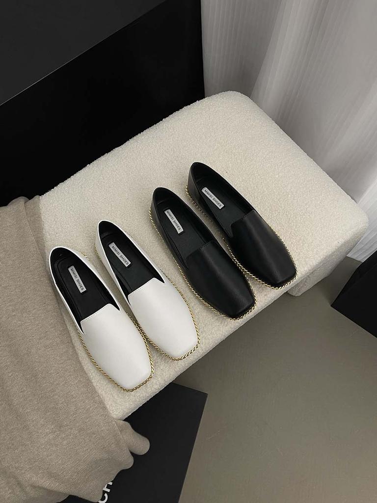 fashion Round Toe Women Loafers Solid Color Dress Shoes Flat Low Heeled 2024 New Arrivals Fashion Dress Shoes Woman Size 35-39 Metal