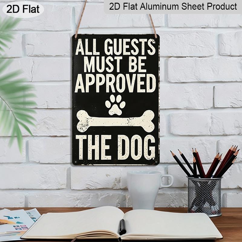 2Pcs Funny Dog Themed Aluminum Signs, Humorous Quote Wall Decor with Dog Sayings. Cute Warning Plaque for Living Room, Garage and Home Decoration