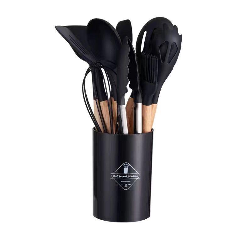 Non-Stick Silicone Spatula and Spoon Set with Wooden Handle - High Temperature Resistant Kitchen Tools