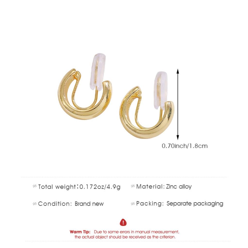 Thick Smooth Open Huggie Hoop Earrings Gold Tone Minimalist Everyday Fashion Earrings for Women