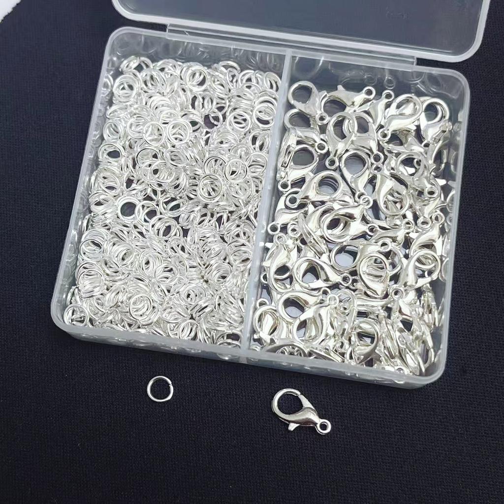300pcs/box Silver Lobster Clasps And Open Rings Bracelets Necklaces Connector DIY Jewelry Making Accessories Supplies Kit