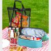 Large Capacity Picnic Camping Tote Bag Double Layer Mesh Beach Outdoor Storage Bag with Cooler Compartment