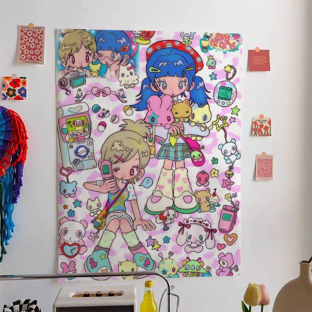 

Y2K Cute Cartoon Pattern Tapestry 1pc Niche Splicing Elements Hanging Cloth for Bedroom Wall Decor Back 40x60cm