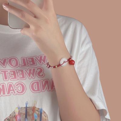 Imitation Hetian Jade Safety Buckle Bracelet, Women'S Trendy Temperament, Fashionable Woven Hand Rope, Natal Birthday Gift