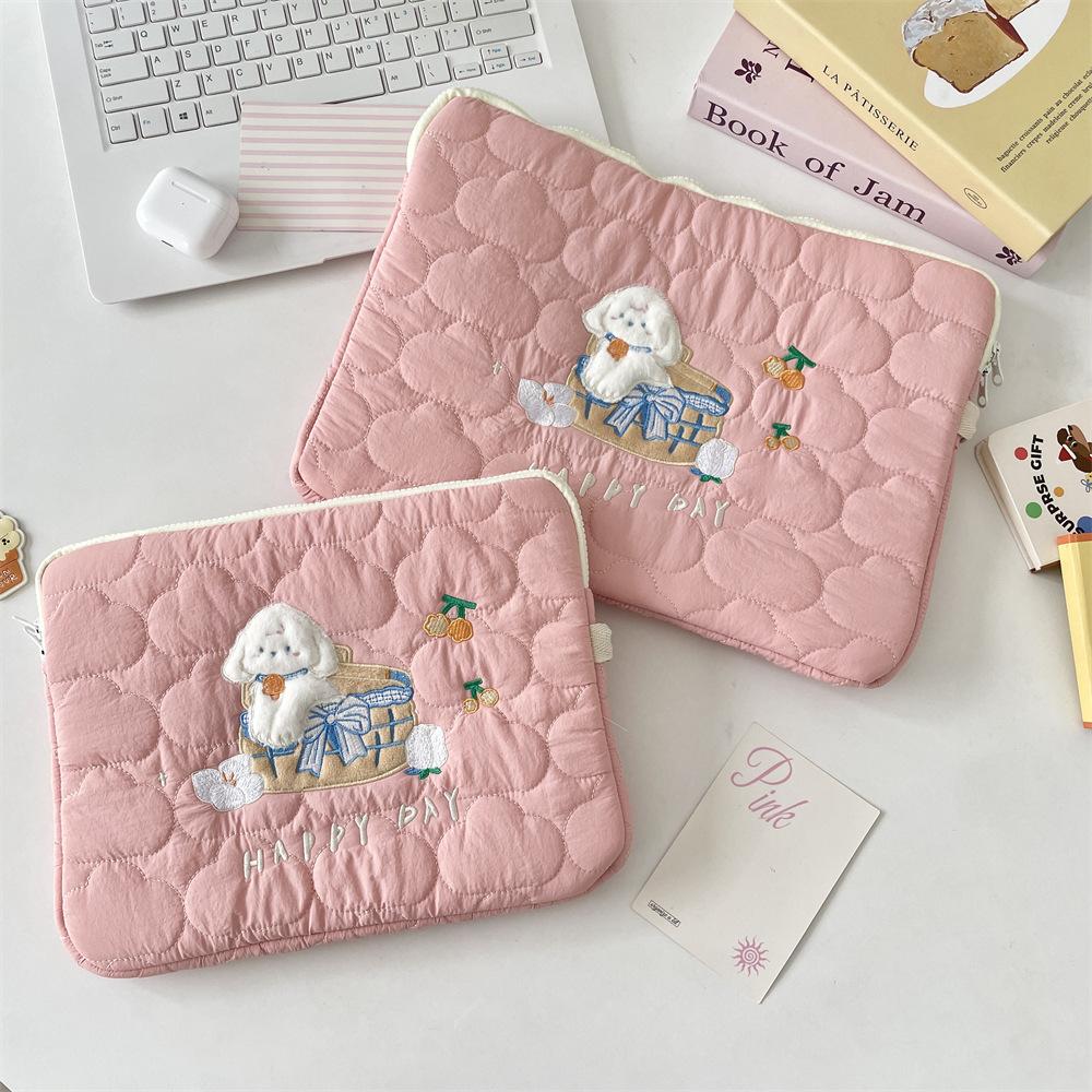 2 Soft Cloud Cartoon Embroidery Tablet Bag/1 Inch Notebook Storage Bag