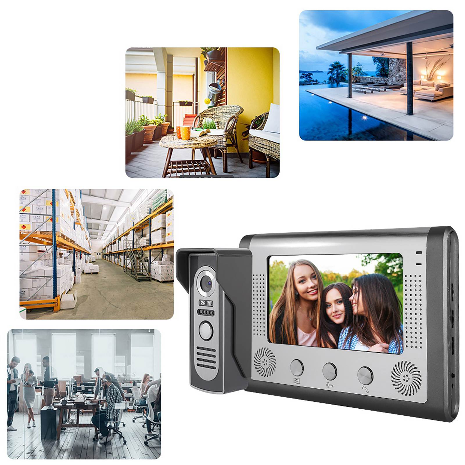 

7-дюймовый проводной сенсорный экран для фотосъемки Видеодомофон Дверной звонок Домофон