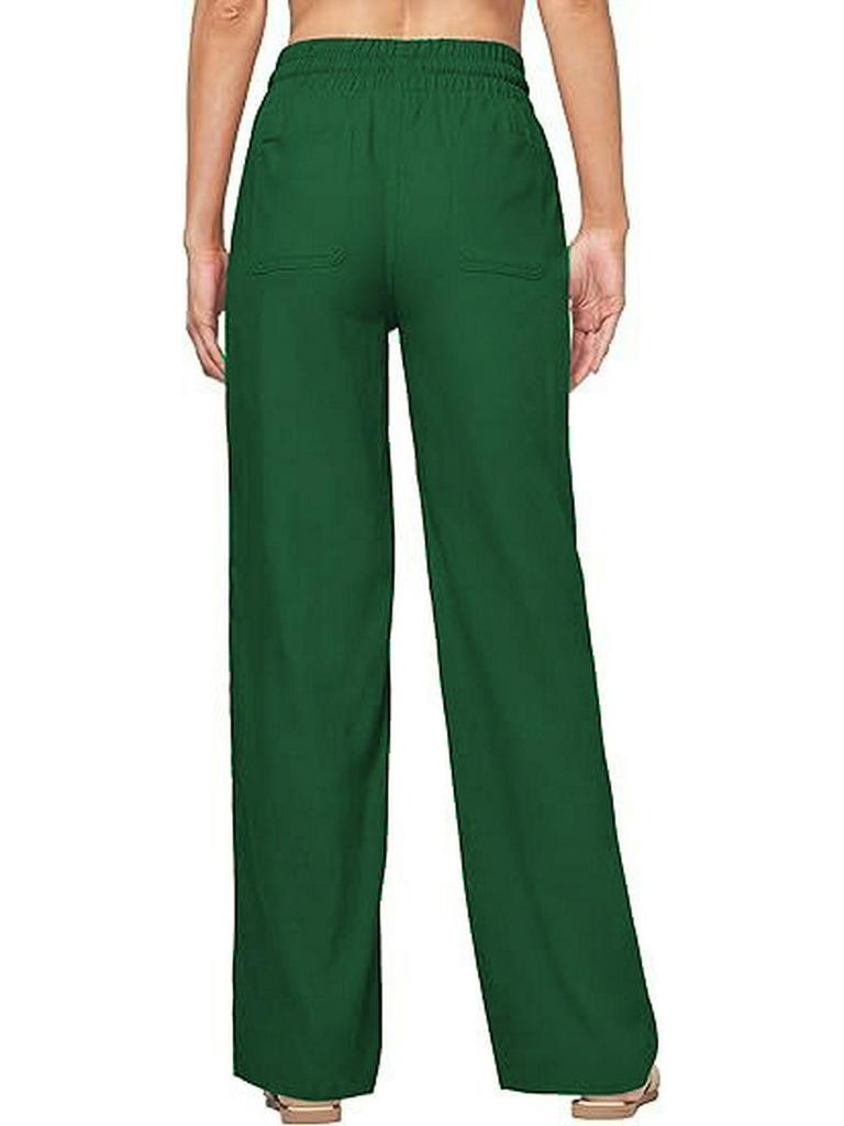 2025 High-Waisted Women's Drawstring Cotton-Linen Wide-Leg Trousers - Casual European-American Style