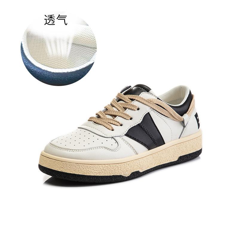 

Пара кожаных немецких тренировочных кроссовок женские 2025 весна новая одинарная обувь женская обувь платформа высокий каблук белая обувь большой размер 44