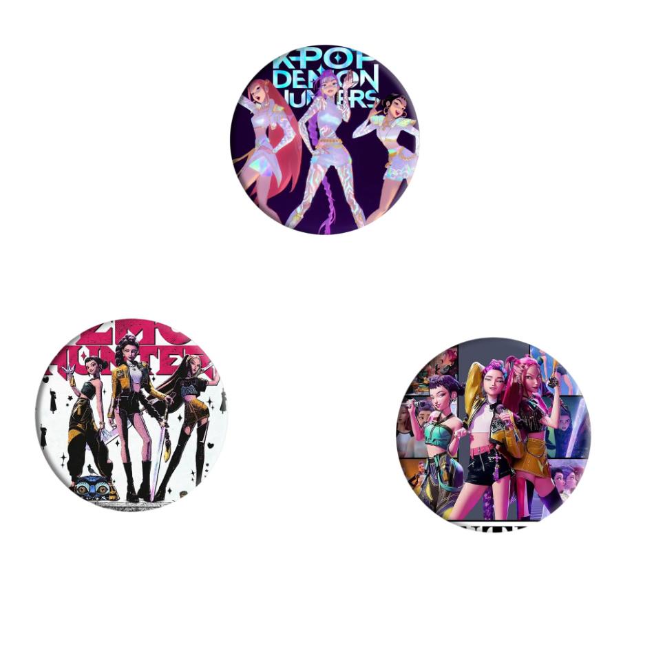 Kpop Demon Hunters Badges Jewelry Accessories Bag Decor Anime Saja Boys Rumi Zoey Jinu Tinplate Button Brooch Toy Gifts for Fans